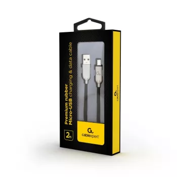 GEMBIRD Premium Gummi Micro-USB Lade- und Datenkabel 2m - Schwarz