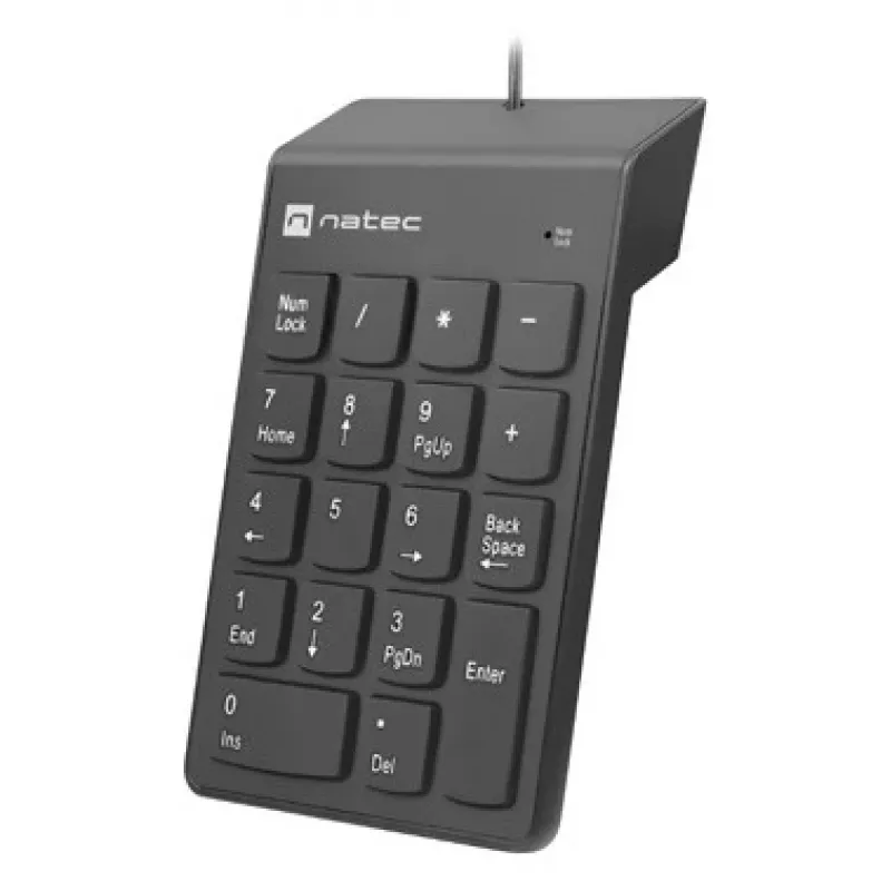 Numerisches Tastenfeld NATEC GOBY 2 USB 18‑Tasten Membran Schwarz — kabelgebundenes USB, 18 Tasten, 1,5 m Kabel, ABS-Gehäuse