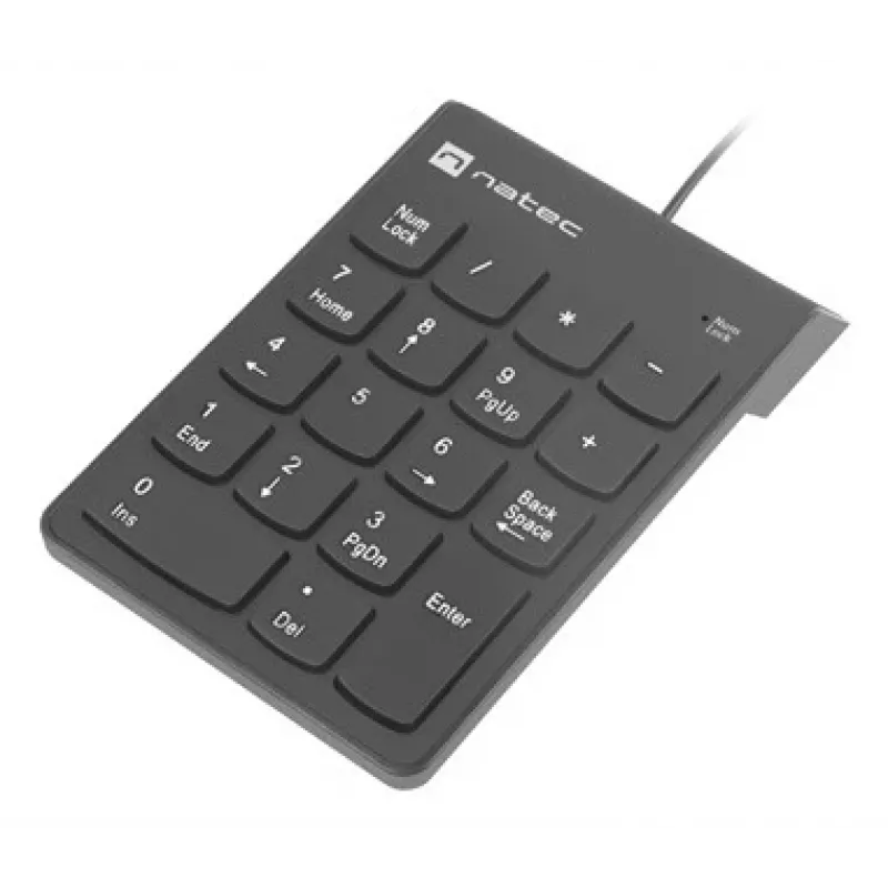 Numerisches Tastenfeld NATEC GOBY 2 USB 18‑Tasten Membran Schwarz — kabelgebundenes USB, 18 Tasten, 1,5 m Kabel, ABS-Gehäuse