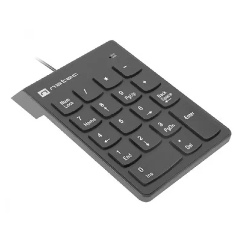 Numerisches Tastenfeld NATEC GOBY 2 USB 18‑Tasten Membran Schwarz — kabelgebundenes USB, 18 Tasten, 1,5 m Kabel, ABS-Gehäuse