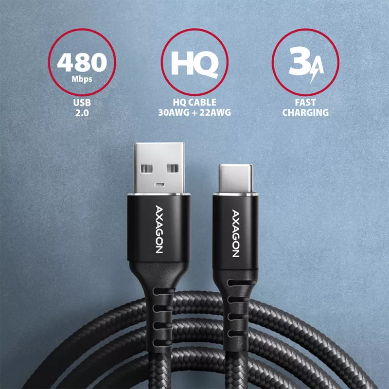 Axagon BUCM-AM10AB HQ USB-C USB-A Kabel 1 m