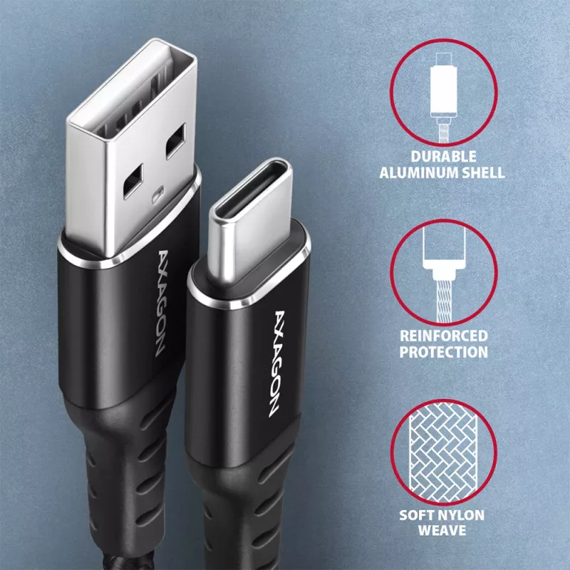 Axagon BUCM-AM10AB HQ USB-C USB-A Kabel 1 m