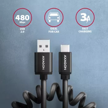 USB-Kabel Axagon BUCM-AM10TB USB 2.0 0,6 m USB-C USB-A Schwarz