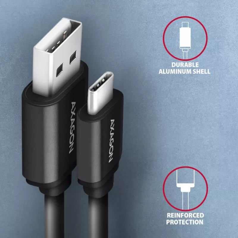 USB-Kabel Axagon BUCM-AM10TB USB 2.0 0,6 m USB-C USB-A Schwarz