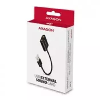 Externer USB-Audioadapter AXAGON ADA-12 mit 1x 3,5-mm-Klinke für Kopfhörer und Mikrofon