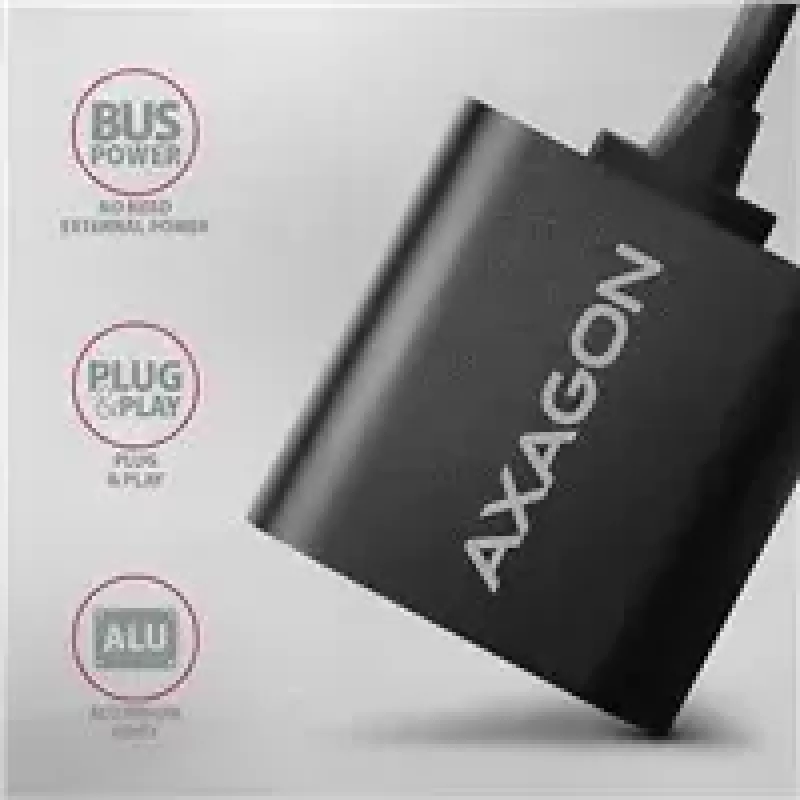 Externer USB-Audioadapter AXAGON ADA-12 mit 1x 3,5-mm-Klinke für Kopfhörer und Mikrofon