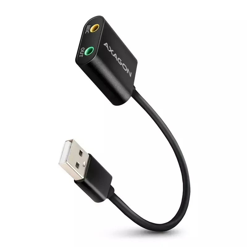 Externer USB-Audioadapter AXAGON ADA-12 mit 1x 3,5-mm-Klinke für Kopfhörer und Mikrofon
