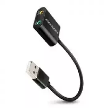 Externer USB-Audioadapter AXAGON ADA-12 mit 1x 3,5-mm-Klinke für Kopfhörer und Mikrofon