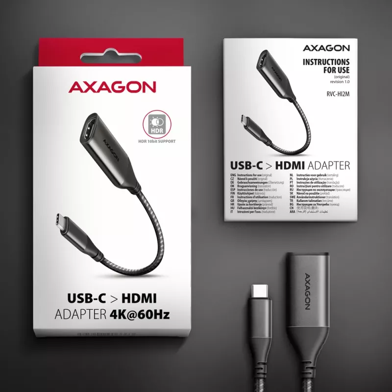 Axagon RVC-HI2M USB-C -> HDMI 2.0a Adapter 4K/60Hz HDR10
