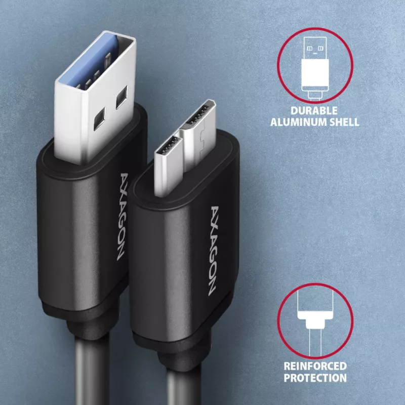 Axagon BUMM3-AM10AB SPEED Micro-B USB <> USB-A 3.2 Gen 1 Kabel 1 m