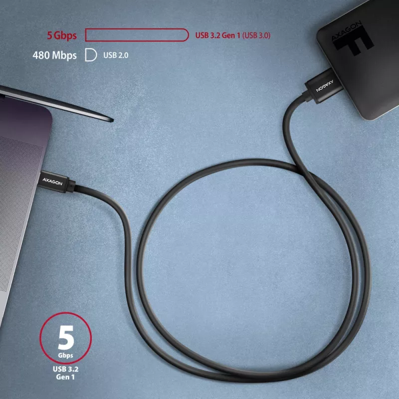 USB-Kabel Axagon BUMM3-CM10AB Micro-USB B auf USB C 1m Schwarz