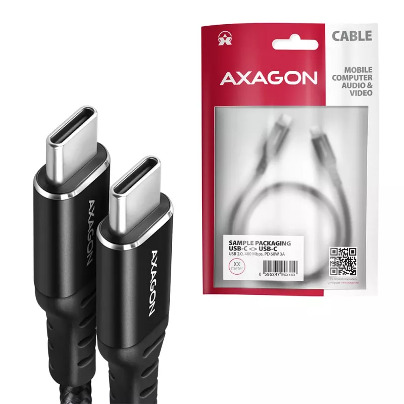 USB-Kabel Axagon BUCM-CM20AB 2m USB C Schwarz