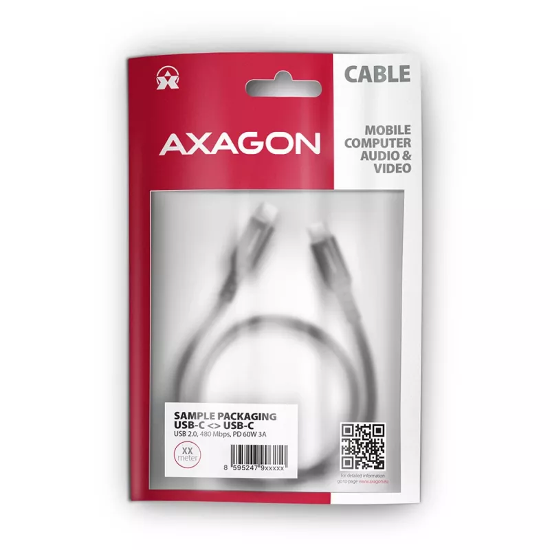 USB-Kabel Axagon BUCM-CM20AB 2m USB C Schwarz