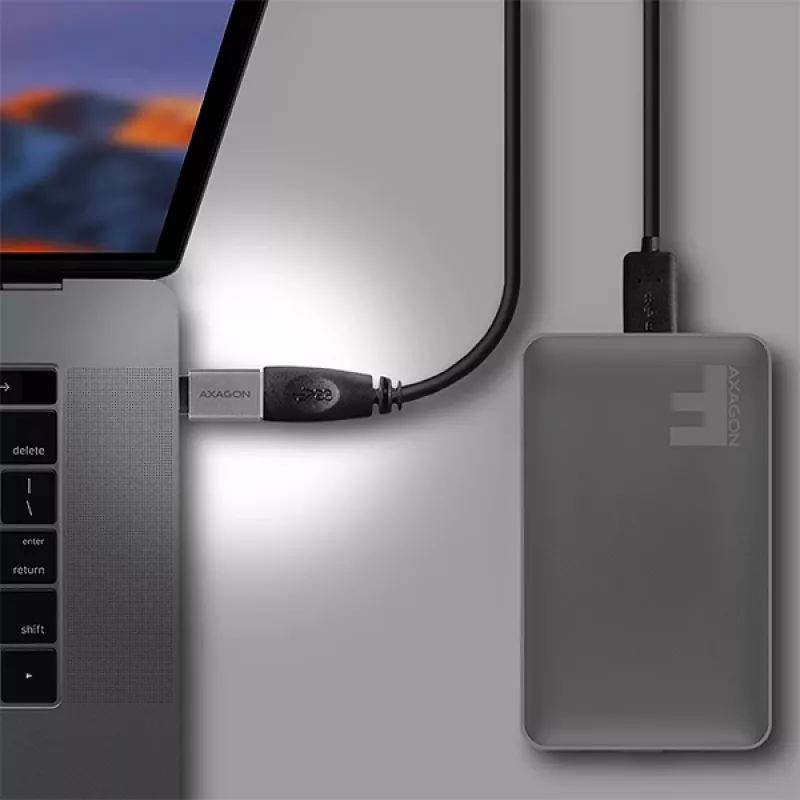 Axagon RUCM-AFA Adapter USB-C (M) -> USB-A (F), USB 3.2 Gen 2, 3A, ALU