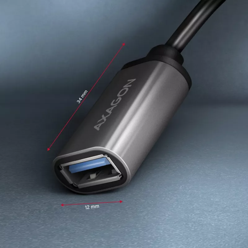 Axagon RUCM-AFAC Kabeladapter USB-C (M) -> USB-A (W), 20cm, USB 3.2 Gen 1, 3A, ALU