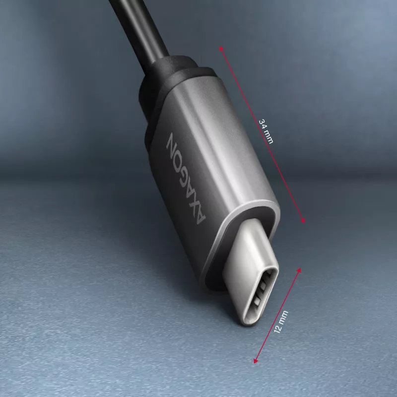 Axagon RUCM-AFAC Kabeladapter USB-C (M) -> USB-A (W), 20cm, USB 3.2 Gen 1, 3A, ALU