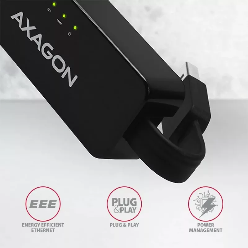 AXAGON ADE-XR USB 2.0 Typ-A auf Fast Ethernet 10/100 Adapter, RJ-45, Realtek RTL8152, schwarz, 23 g