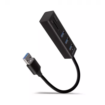 Axagon HMA-CR3A Metall USB 3.2 Gen 1 Multi-Port-Hub mit drei USB-Anschlüssen und Kartenleser
