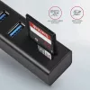 Axagon HMA-CR3A Metall USB 3.2 Gen 1 Multi-Port-Hub mit drei USB-Anschlüssen und Kartenleser