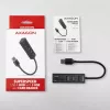 Axagon HMA-CR3A Metall USB 3.2 Gen 1 Multi-Port-Hub mit drei USB-Anschlüssen und Kartenleser