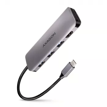 Axagon HMC-HCR3A 3x USB-A+ HDMI+ SD/microSD USB-C 3.2 Gen 1 Hub 20cm Kabelgebundener USB 3.2 Gen 1 (3.1 Gen 1) Typ-C Grau