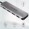 Axagon HMC-HCR3A 3x USB-A+ HDMI+ SD/microSD USB-C 3.2 Gen 1 Hub 20cm Kabelgebundener USB 3.2 Gen 1 (3.1 Gen 1) Typ-C Grau