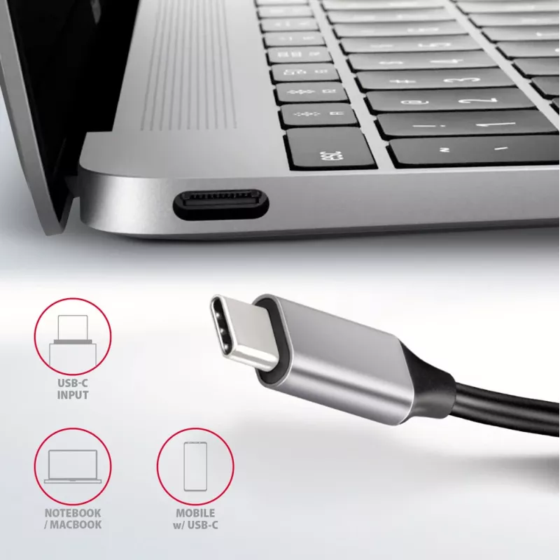Axagon HMC-HCR3A 3x USB-A+ HDMI+ SD/microSD USB-C 3.2 Gen 1 Hub 20cm Kabelgebundener USB 3.2 Gen 1 (3.1 Gen 1) Typ-C Grau