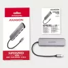 Axagon HMC-HCR3A 3x USB-A+ HDMI+ SD/microSD USB-C 3.2 Gen 1 Hub 20cm Kabelgebundener USB 3.2 Gen 1 (3.1 Gen 1) Typ-C Grau