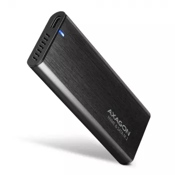 Axagon EEM2-SB2 Externes USB-C 3.2 Gen 2 Metallgehäuse für M.2 NVMe & SATA SSD-Festplatten. Schraubenlos
