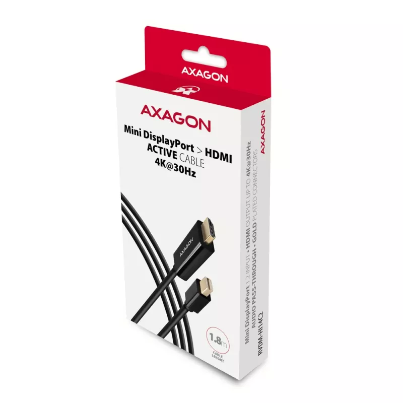 Axagon RVDM-HI14C2 Mini DisplayPort auf HDMI Adapterkabel 4K 30Hz 1,8m