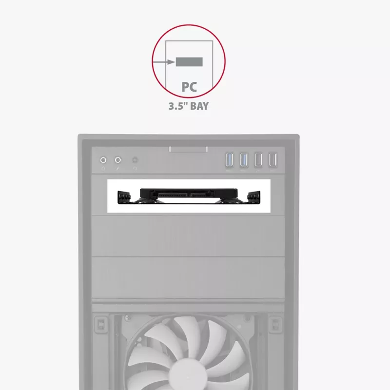 Axagon RHD-125B Einbaurahmen für 1x 2,5 Zoll in 3,5-Zoll-Schacht - Schwarzes Metall