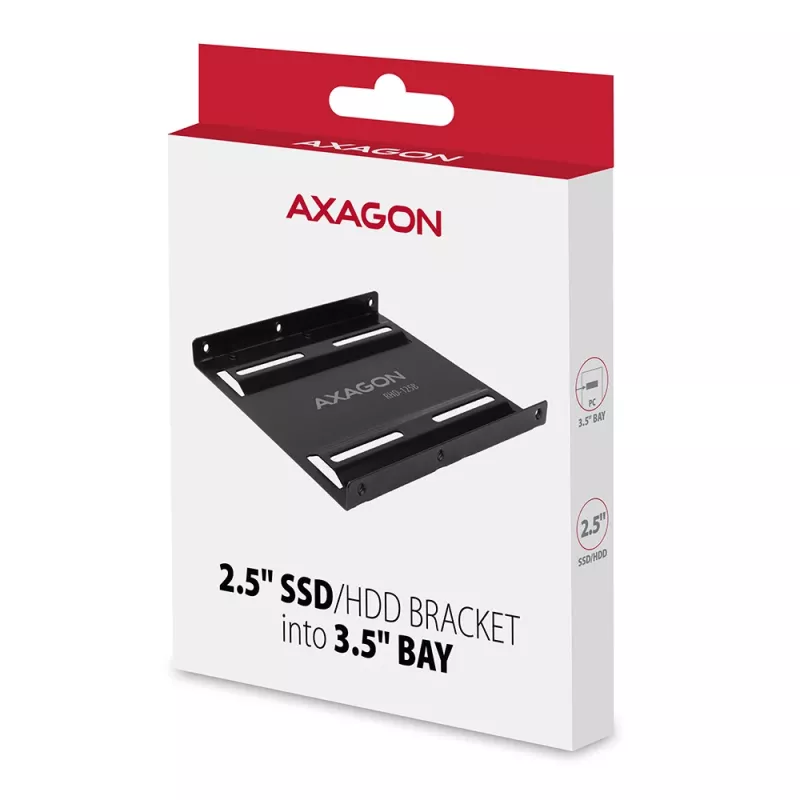 Axagon RHD-125B Einbaurahmen für 1x 2,5 Zoll in 3,5-Zoll-Schacht - Schwarzes Metall