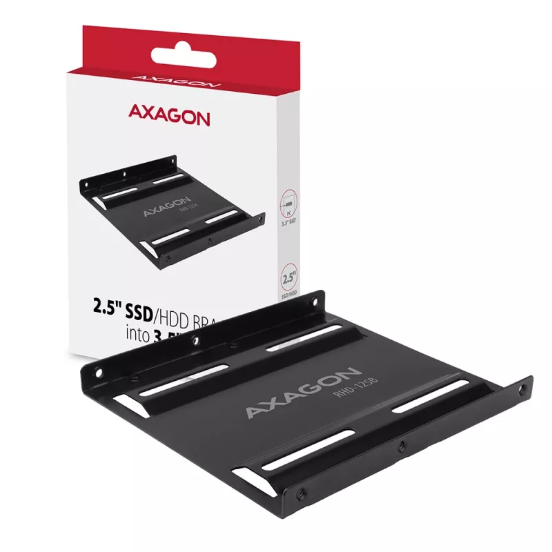 Axagon RHD-125B Einbaurahmen für 1x 2,5 Zoll in 3,5-Zoll-Schacht - Schwarzes Metall