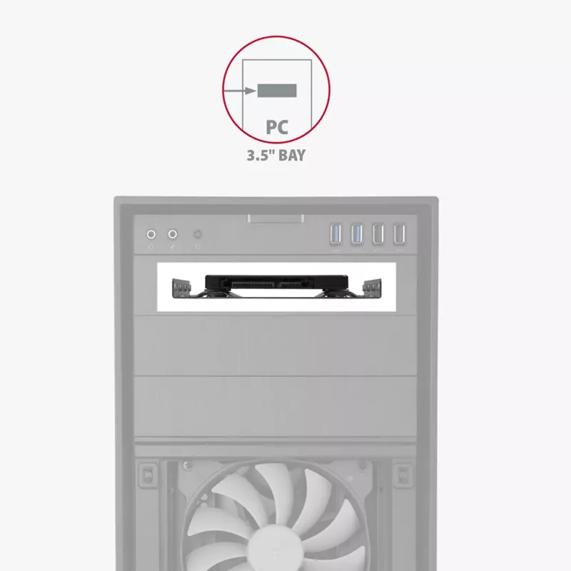 Axagon RHD-125S Halterung für 1x 2,5 Zoll HDD/SSD in 3,5 Zoll Schacht, Metall, grau