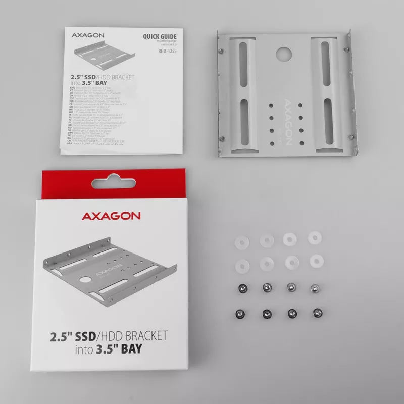 Axagon RHD-125S Halterung für 1x 2,5 Zoll HDD/SSD in 3,5 Zoll Schacht, Metall, grau