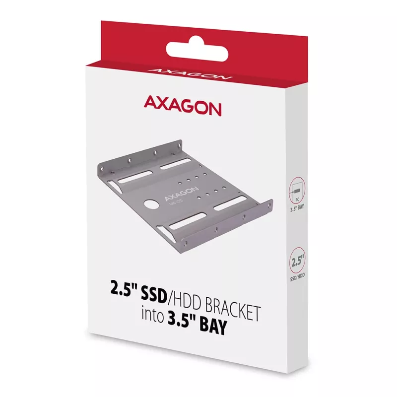 Axagon RHD-125S Halterung für 1x 2,5 Zoll HDD/SSD in 3,5 Zoll Schacht, Metall, grau
