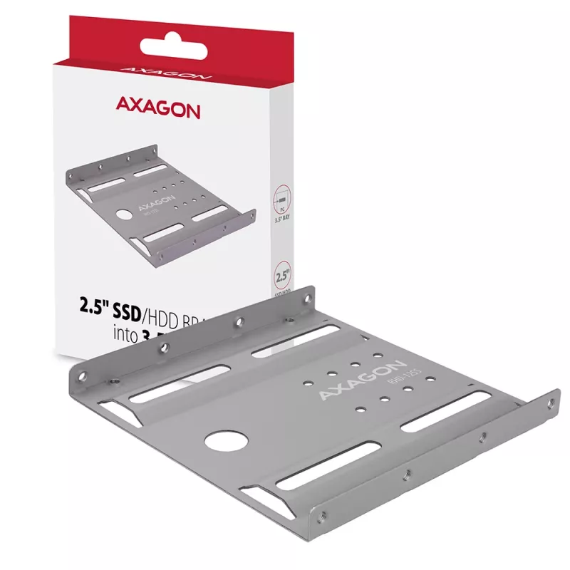 Axagon RHD-125S Halterung für 1x 2,5 Zoll HDD/SSD in 3,5 Zoll Schacht, Metall, grau
