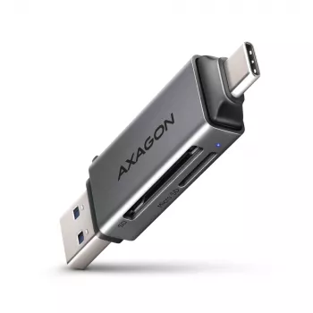 Axagon CRE-DAC USB-C+ USB-A 5 Gbps MINI 2-Slot & LUN SD/microSD Kartenleser USB 3.0 Type-A/Type-C Grau