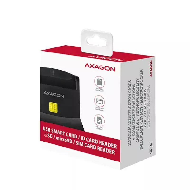 Axagon CRE-SM2 Smartcard-Lesegerät USB 2.0 Schwarz 1,3m Kabel