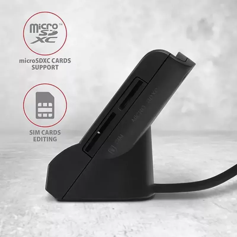 Axagon CRE-SM2 Smartcard-Lesegerät USB 2.0 Schwarz 1,3m Kabel