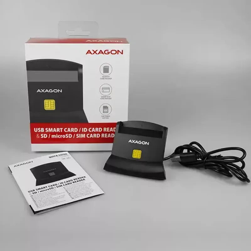 Axagon CRE-SM2 Smartcard-Lesegerät USB 2.0 Schwarz 1,3m Kabel