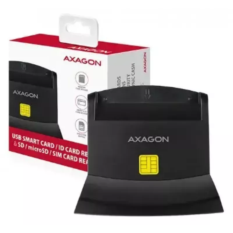 Axagon CRE-SM2 Smartcard-Lesegerät USB 2.0 Schwarz 1,3m Kabel