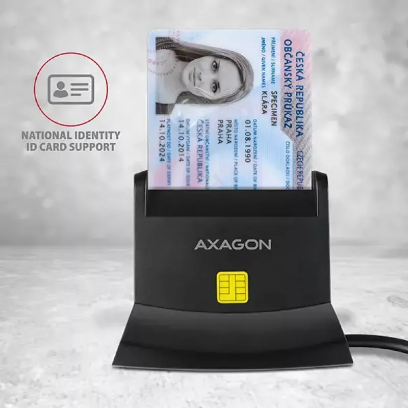 Axagon CRE-SM2 Smartcard-Lesegerät USB 2.0 Schwarz 1,3m Kabel