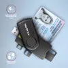 Axagon CRE-SMP2A USB Smartcard- & SD/microSD/SIM PocketReader Kartenleser Indoor USB Typ-A/USB Typ-C Schwarz