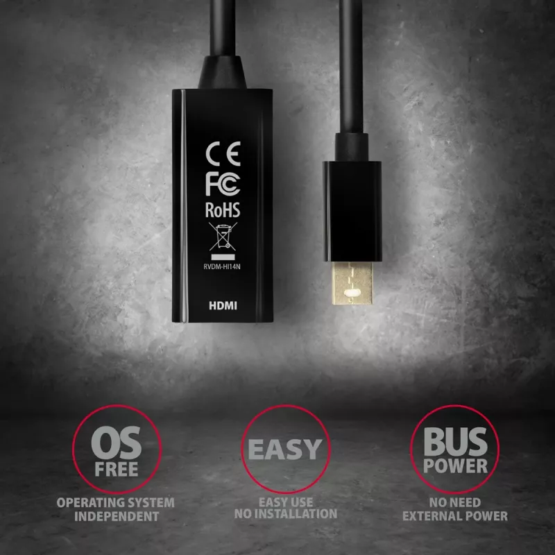 Axagon RVDM-HI14N Mini DisplayPort -> HDMI 1.4 Adapter 4K/30Hz