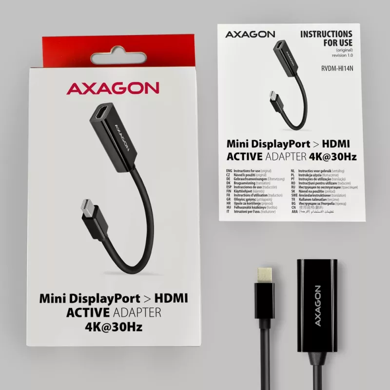 Axagon RVDM-HI14N Mini DisplayPort -> HDMI 1.4 Adapter 4K/30Hz