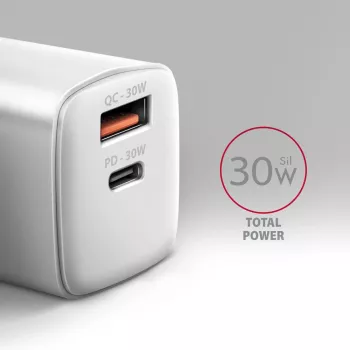 Ladegerät Axagon ACU-PQ30W QC3.0 30W USB-C Weiß