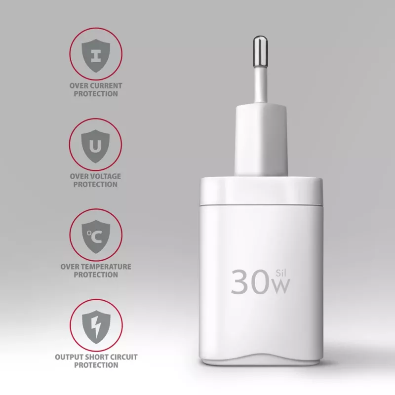 Ladegerät Axagon ACU-PQ30W QC3.0 30W USB-C Weiß