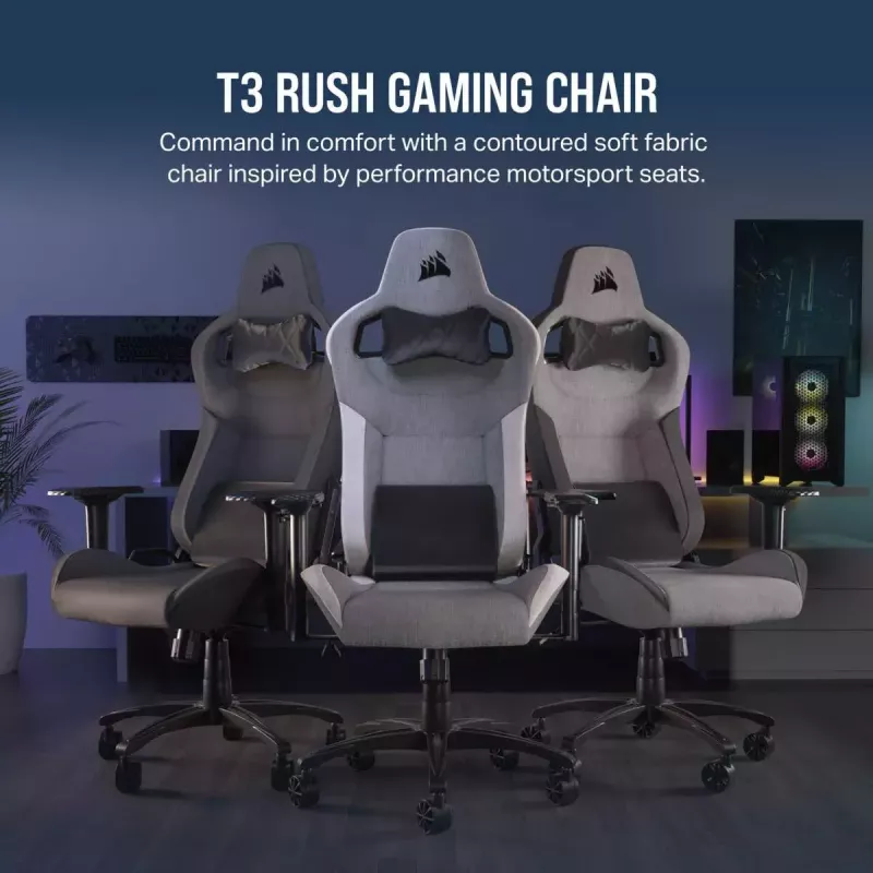Universeller Gaming-Stuhl Corsair T3 RUSH 2023 Gepolsterter Sitz Anthrazitgrau