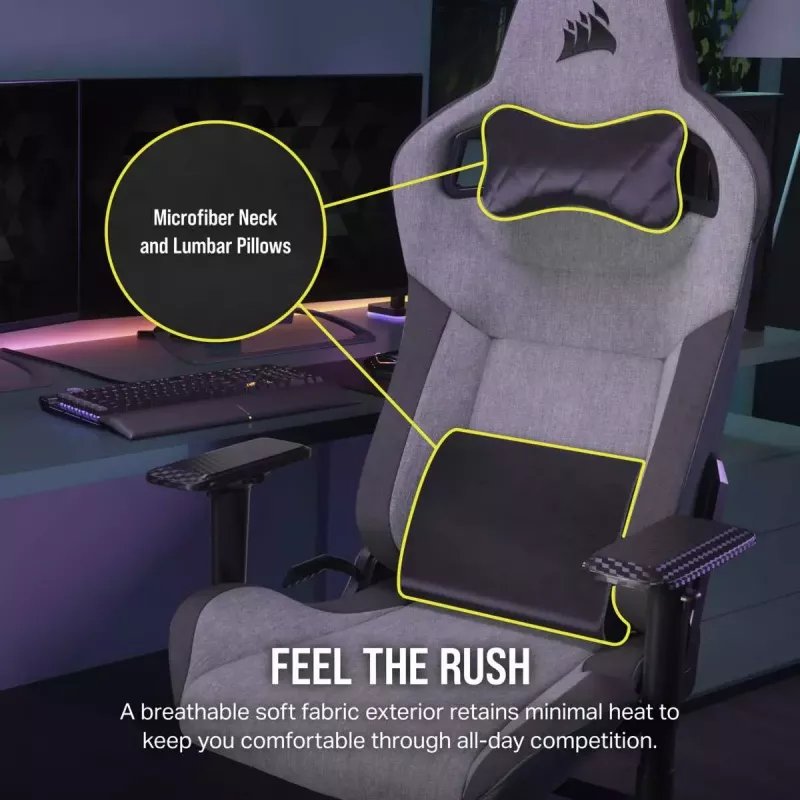 Universeller Gaming-Stuhl Corsair T3 RUSH 2023 Gepolsterter Sitz Anthrazitgrau